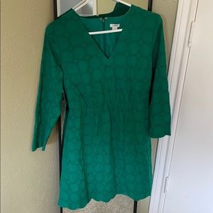 Emerald Green J Crew long sleeve eyelet dress